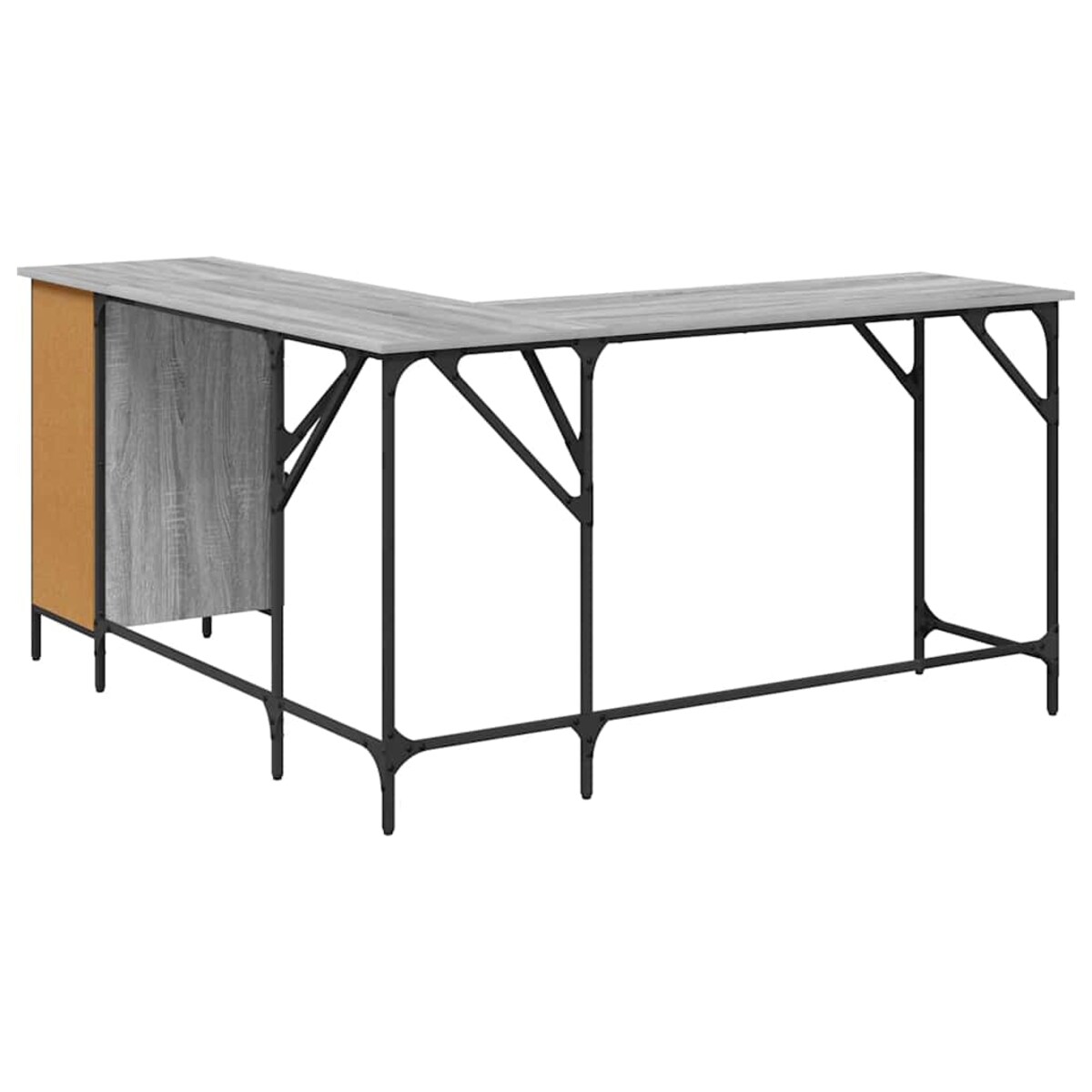 vidaXL Biurko, szary dąb sonoma, 141x141x75cm, materiał drewnopochodny