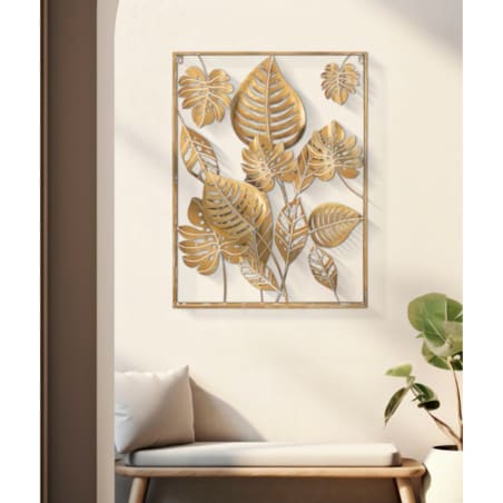 Dekoracja ścienna Jungle Ret, kolor złoty, żelazo, 60 x 80 cm, do salonu i przedpokoju, Mauro Ferretti