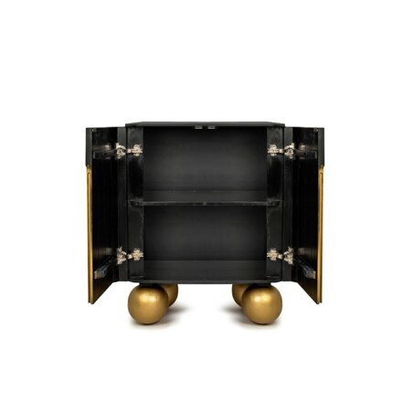 MaMaison komoda ORGANIC SHORT - czarna/złota/drewno