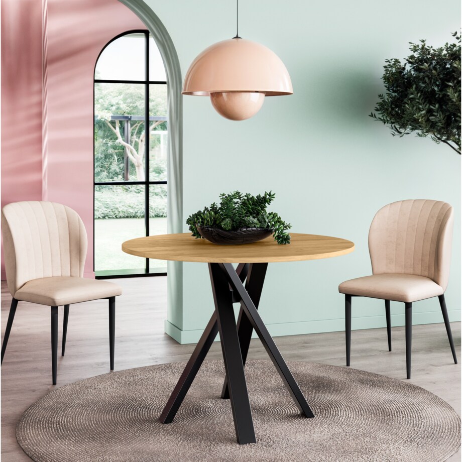 Okrągły stół IGO na matealowej podstawie średnica blatu 90cm- craft złoty