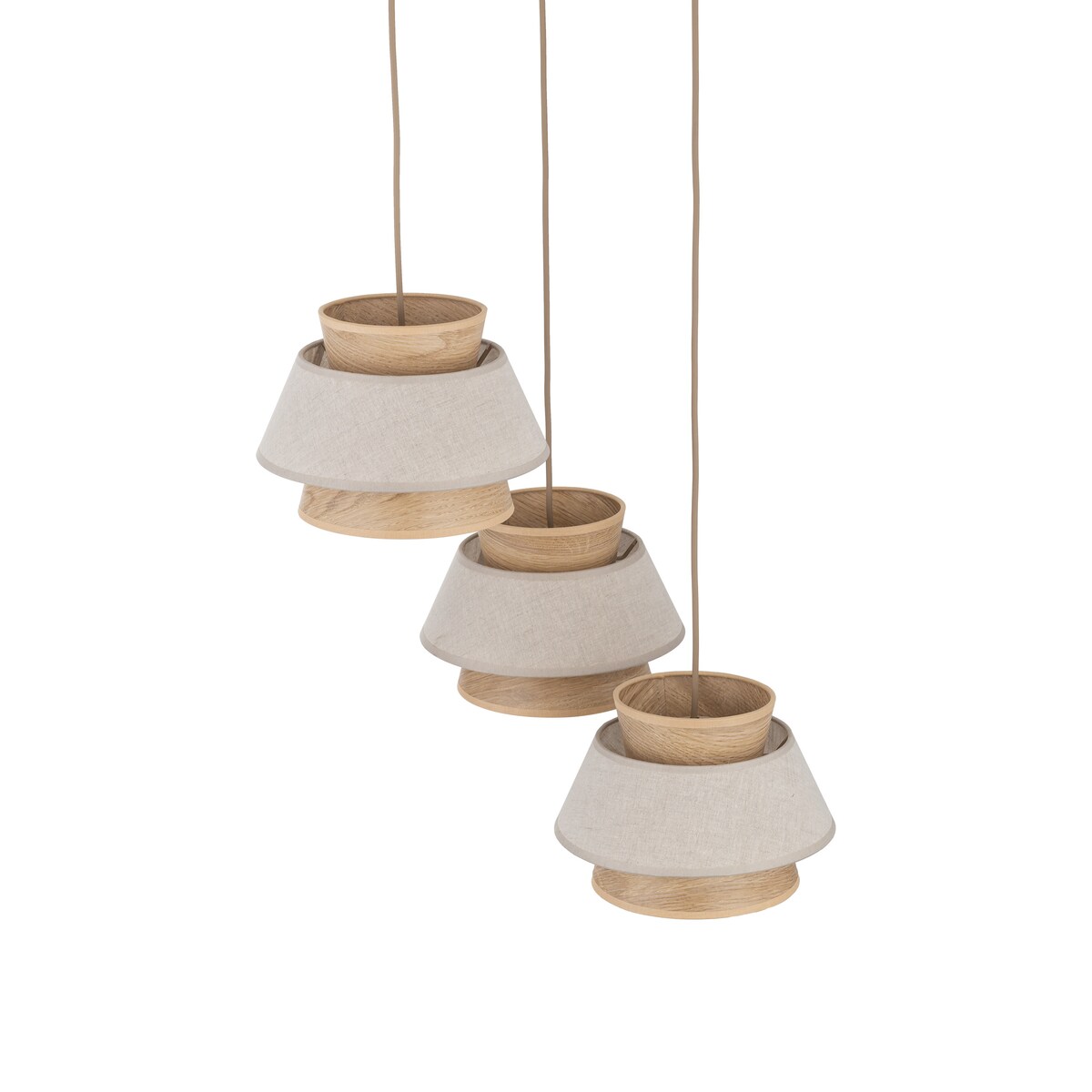 Lampa Wisząca Na Kole Tk Lighting Kalum Len Fornir 3Xe27 Skandynawski, Boho, Japandi