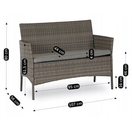 Zestaw Mebli Ogrodowych Technorattan Na Taras Ogród Komplet Szare MISSISIPI