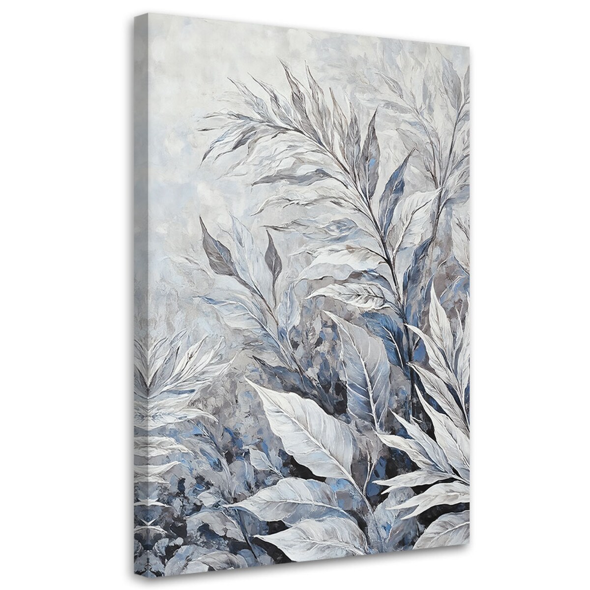 Obrazy do gabinetu salonu na ścianę Szare Liście Abstrakcja Botanika 70x100