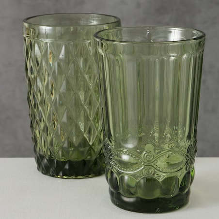 Ozdobna szklanka z zielonego szkła, AURORA, 300 ml