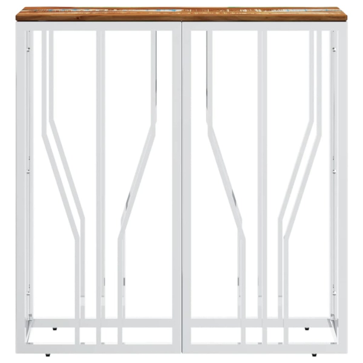 vidaXL Stolik konsolowy, srebrny, stal nierdzewna i drewno z odzysku