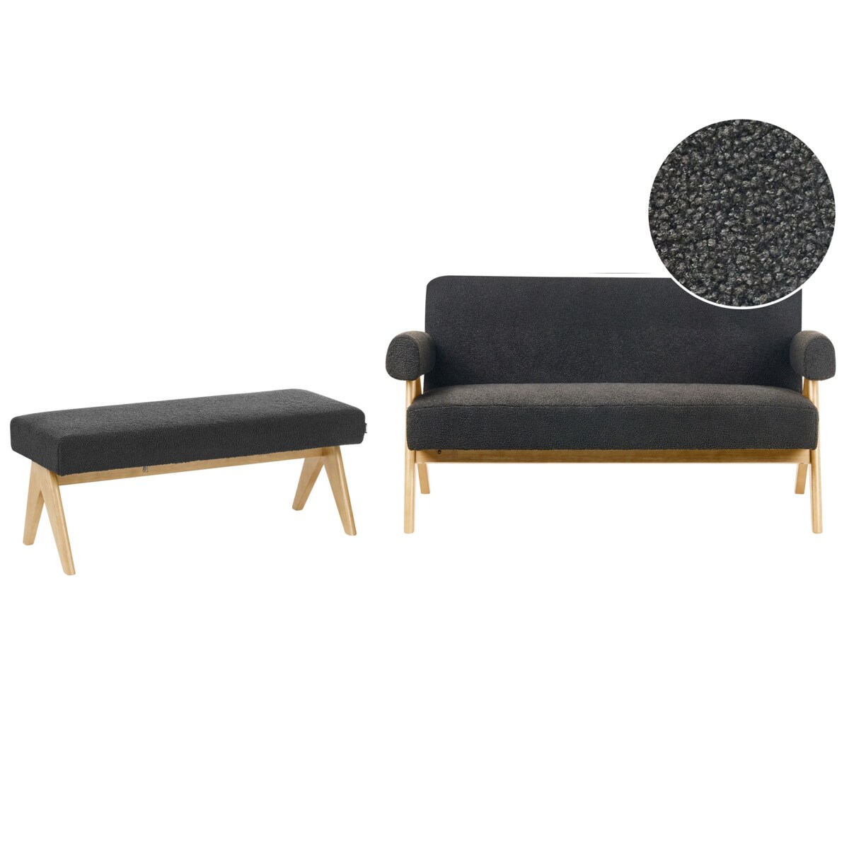 Komplet wypoczynkowy TAMRE Boucle Czarny/ jasny brąz