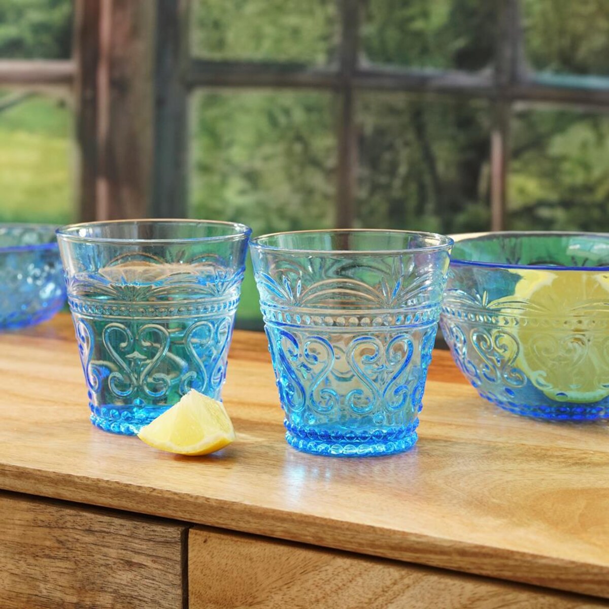 VILLA ITALIA Szklanka niebieska 250 ml 9 cm FIORINO