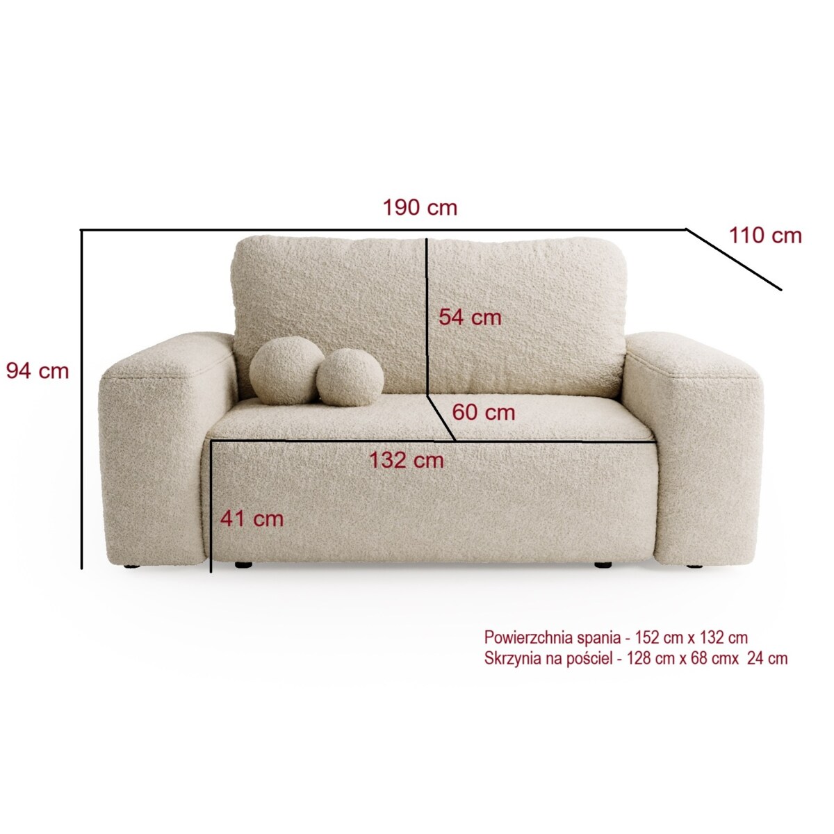 Kanapa ILO z funkcją spania i pojemnikiem na pościel, fioletowo-brązowa