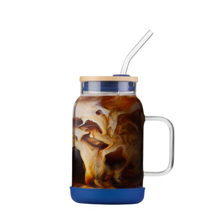 Słoik ze słomką 600 ml granatowy Fuori 29811