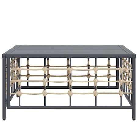 vidaXL Stolik ogrodowy, antracytowy, 70x70x34 cm, polirattan