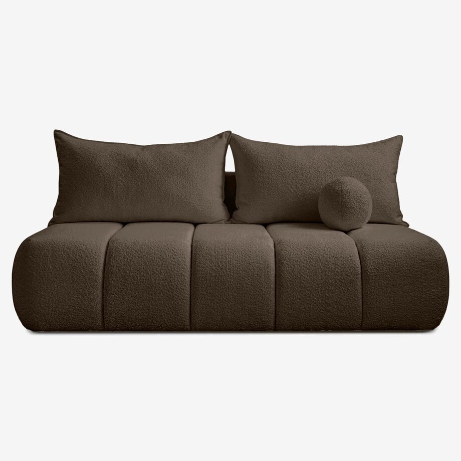 Sofa rozkładana 2-osobowa z funkcją spania do salonu brązowa SARIA