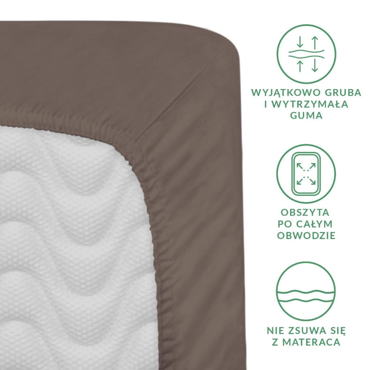 Prześcieradło satynowe z gumką 200x220 kolor Sepia