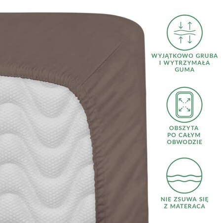 Prześcieradło satynowe z gumką 200x220 kolor Sepia