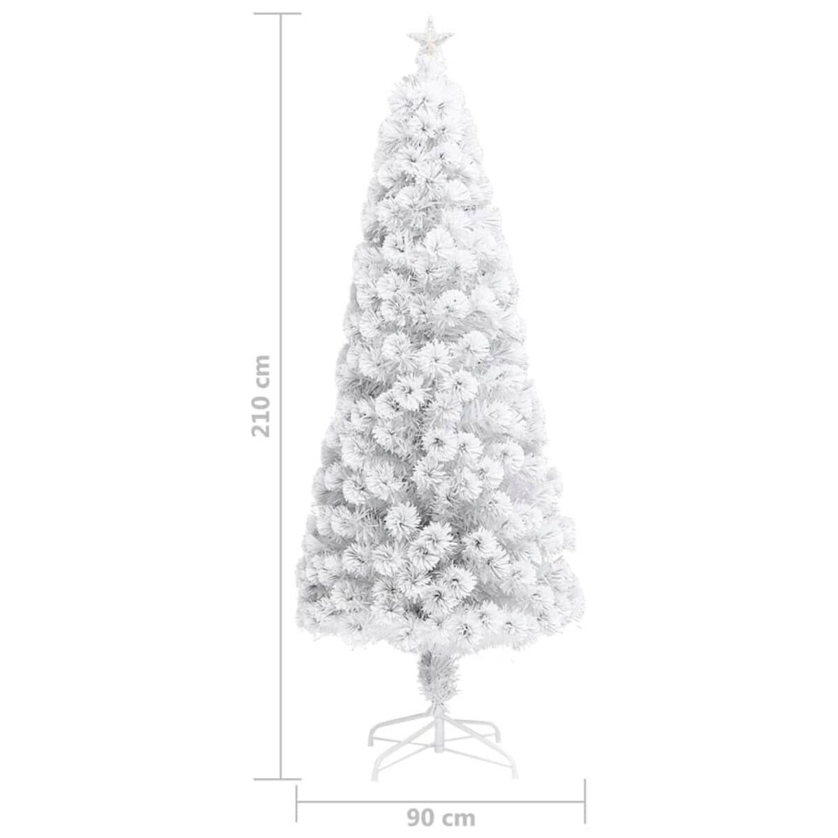 vidaXL Sztuczna choinka z lampkami, biała, 210 cm, włókno optyczne