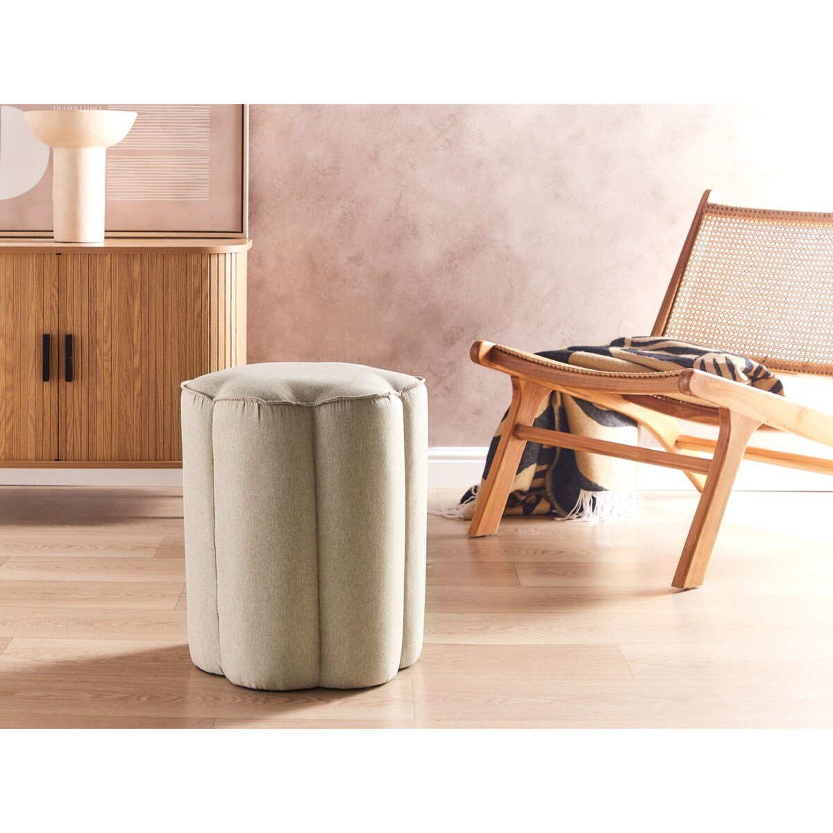 Puf TAPPEN Len syntetyczny Beżowy 39 cm