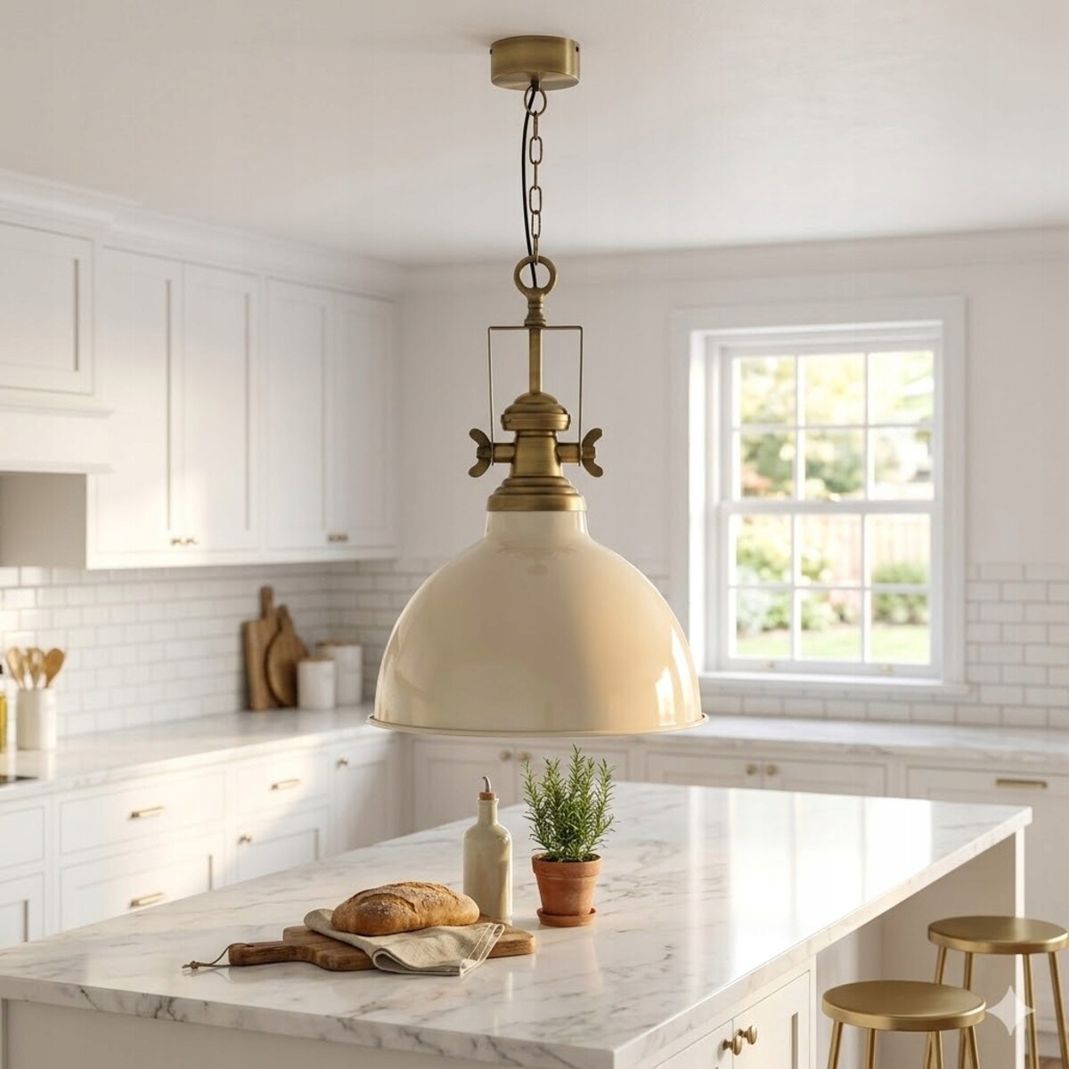 LAMPA SUFITOWA WISZĄCA DUŻA XL NAD STÓŁ WYSPĘ LOFT METALOWA BEŻOWA 60cm