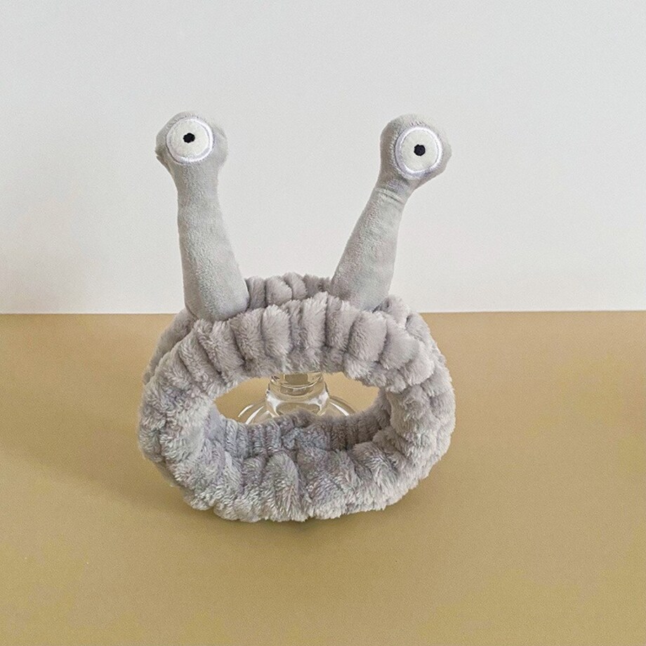 Opaska kosmetyczna do włosów ślimak, szara pluszowa 20x5cm OPK22SZ