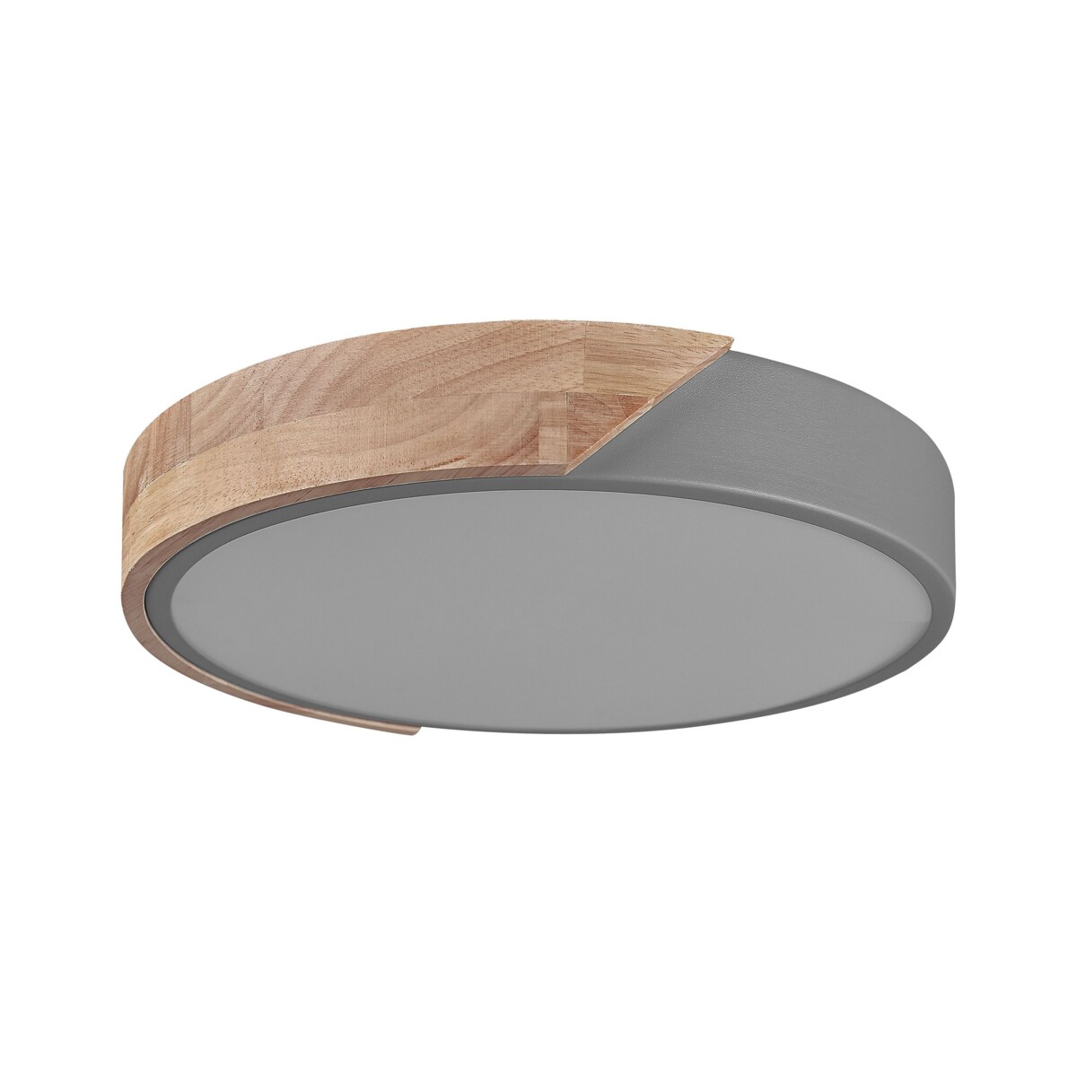 Lampa sufitowa LED metalowa szara z jasnym drewnem PATTANI