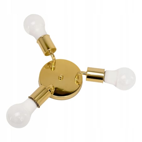 Lampa Sufitowa Plafon Potrójna Metalowa Gold 3