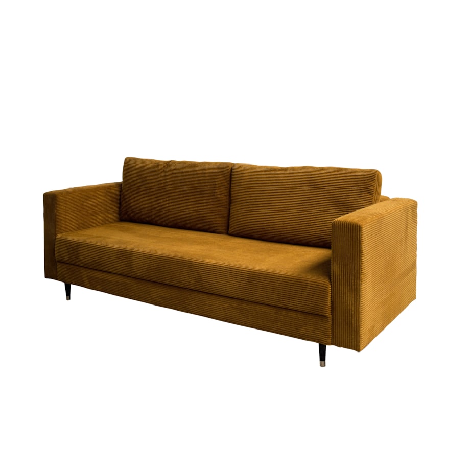 Rozkładana kanapa SONTI w tkannie poso- musztardowa