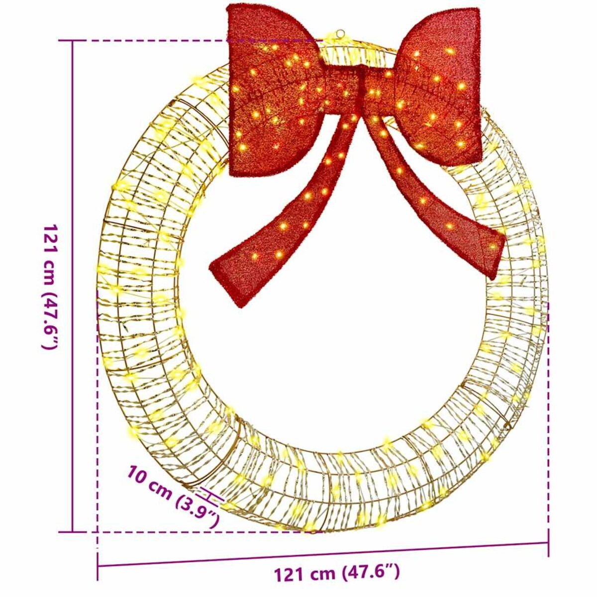vidaXL Wianek z 150 diodami LED Ciepła biel 120 cm PET