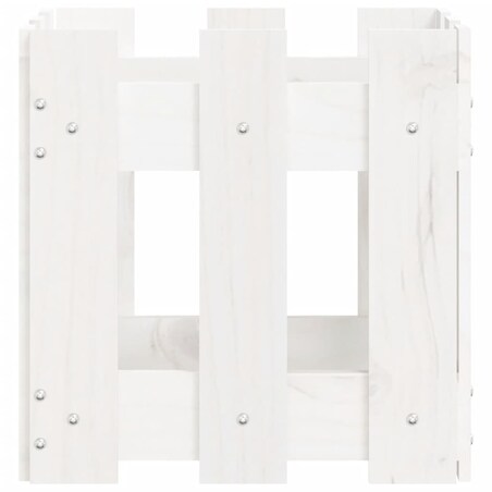 vidaXL Donica ogrodowa z płotkiem, biała, 30x30x30 cm, drewno sosnowe