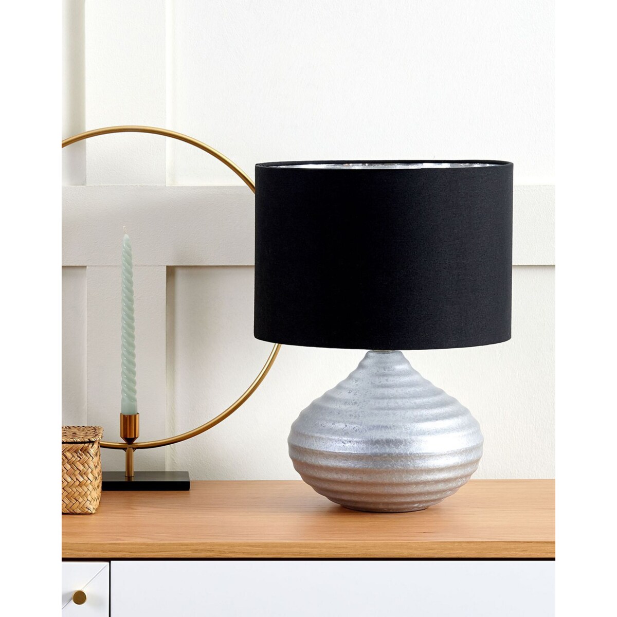 Lampka stołowa srebrna KUBAN