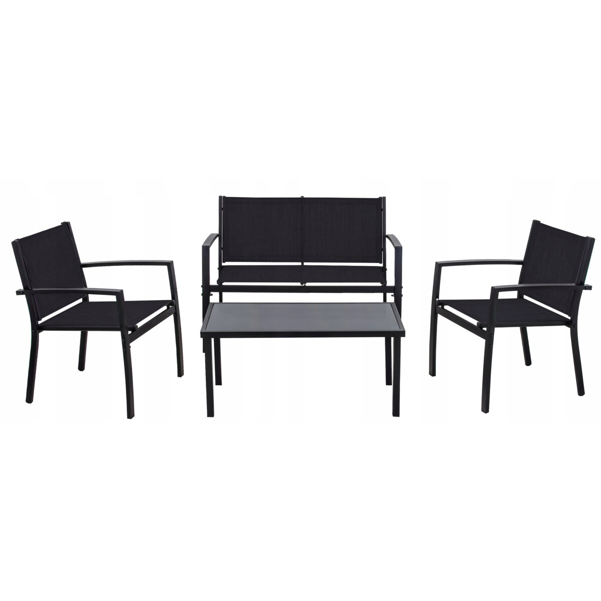 Zestaw mebli ogrodowych z tekstylenu czarny