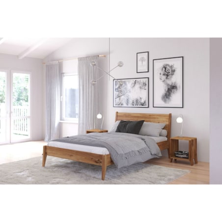 Łóżko drewniane dębowe Visby RADOM / 160x200 cm, lakier naturalny