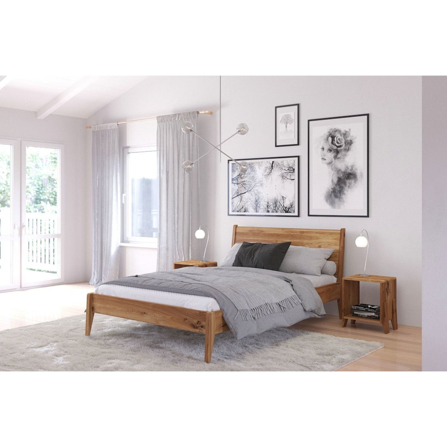 Łóżko drewniane dębowe Visby RADOM / 160x200 cm, lakier naturalny