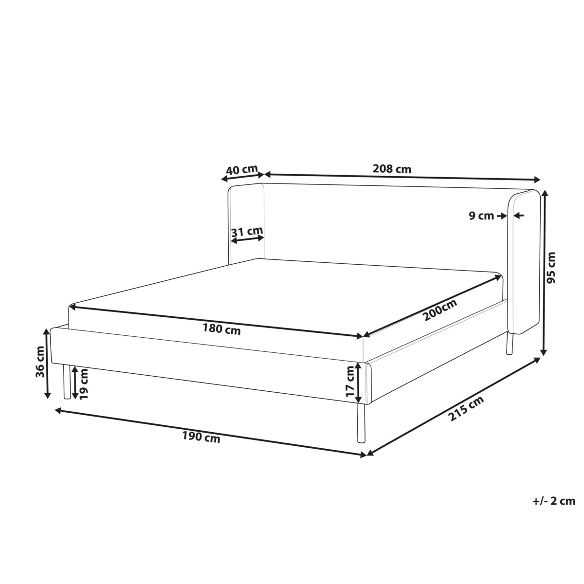 Łóżko welurowe 180 x 200 cm beżowoszare ARETTE