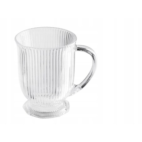 Szklanki wysokie Eleganckie na stopce do latte kubki W PRĄŻKI 500 ml 6szt
