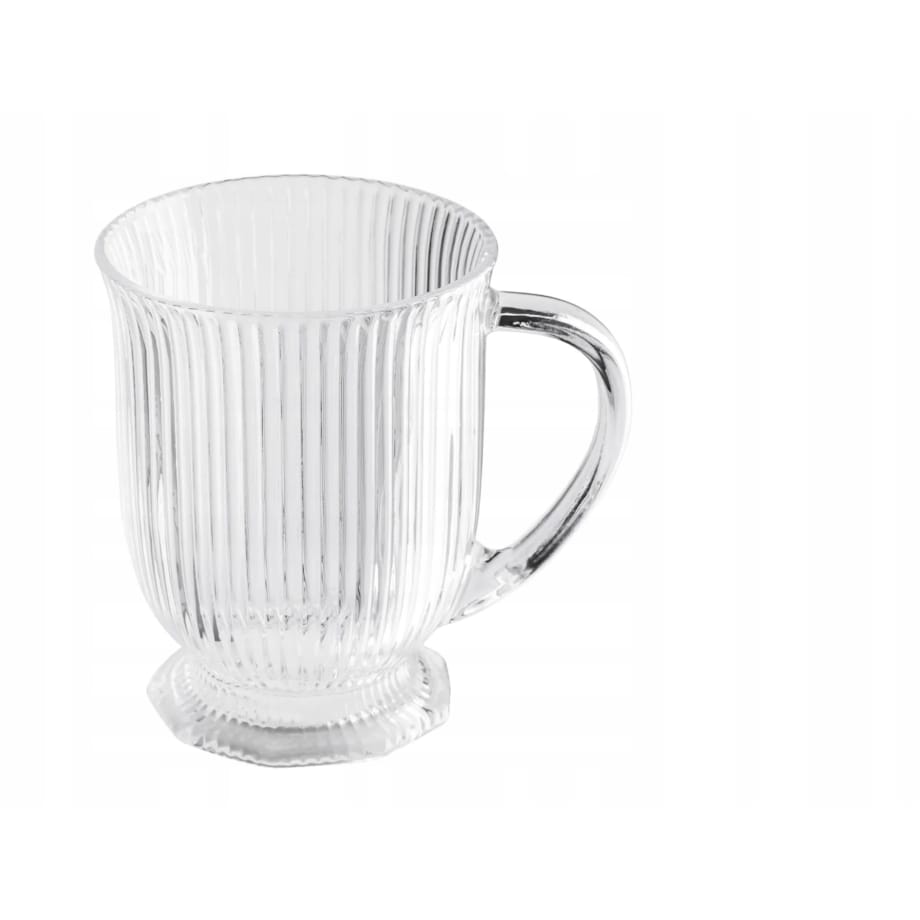 Szklanki wysokie Eleganckie na stopce do latte kubki W PRĄŻKI 500 ml 6szt