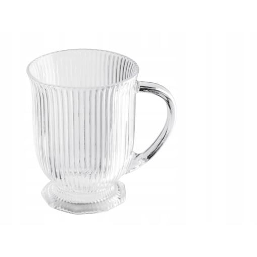 Szklanki wysokie Eleganckie na stopce do latte kubki W PRĄŻKI 500 ml 6szt