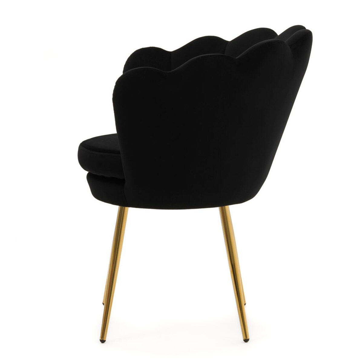 Czarne krzesło welurowe muszla na złotych nogach do toaletki jadalni salonu