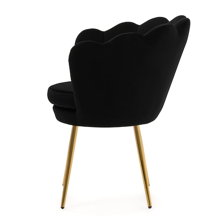 Czarne krzesło welurowe muszla na złotych nogach do toaletki jadalni salonu
