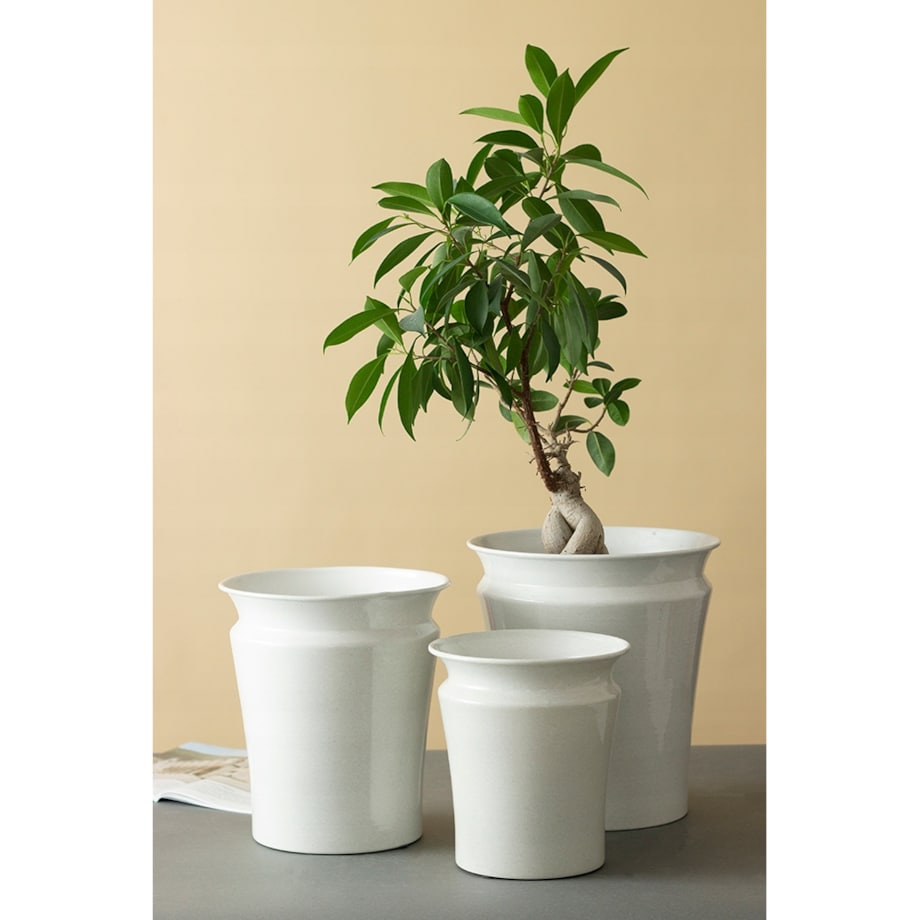 3 szt. DONICA SHELL metalowa biała