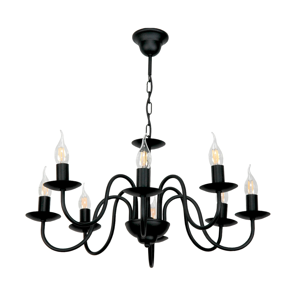 lampa wisząca świecznikowa czarna 8 punktowa edylit loft