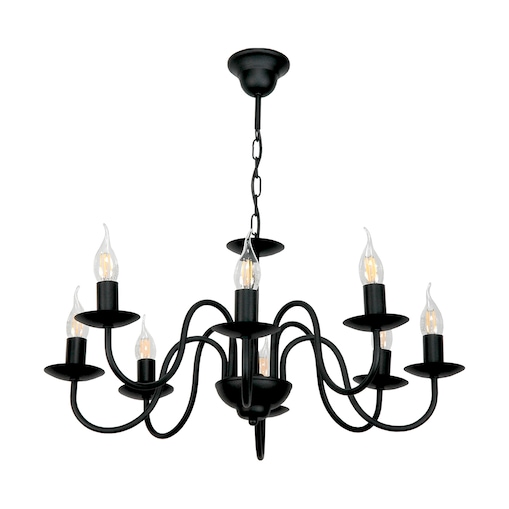 lampa wisząca świecznikowa czarna 8 punktowa edylit loft