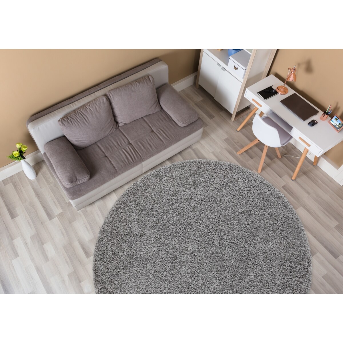 Dywan SOFFI koło shaggy 5cm szary koło 100 cm