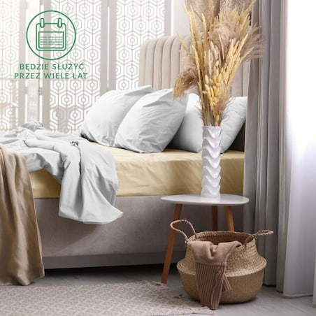 Prześcieradło z bawełny frotte z gumką 180x200 kolor jasny beż