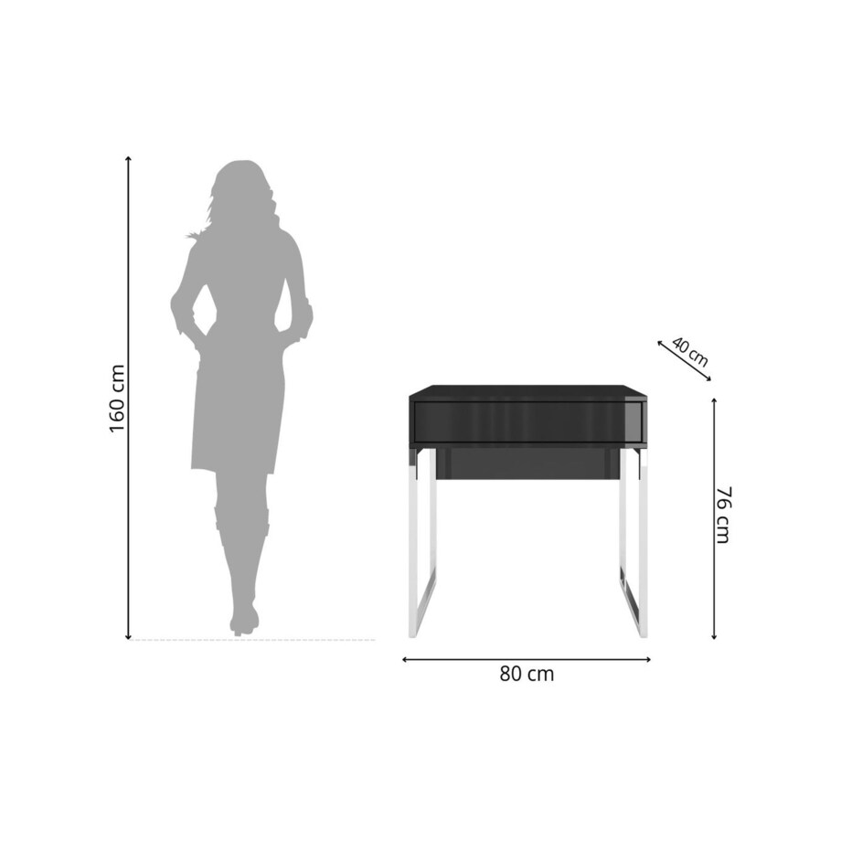 Czarna nowoczesna toaletka Dancan EVA ze srebrnym stelażem