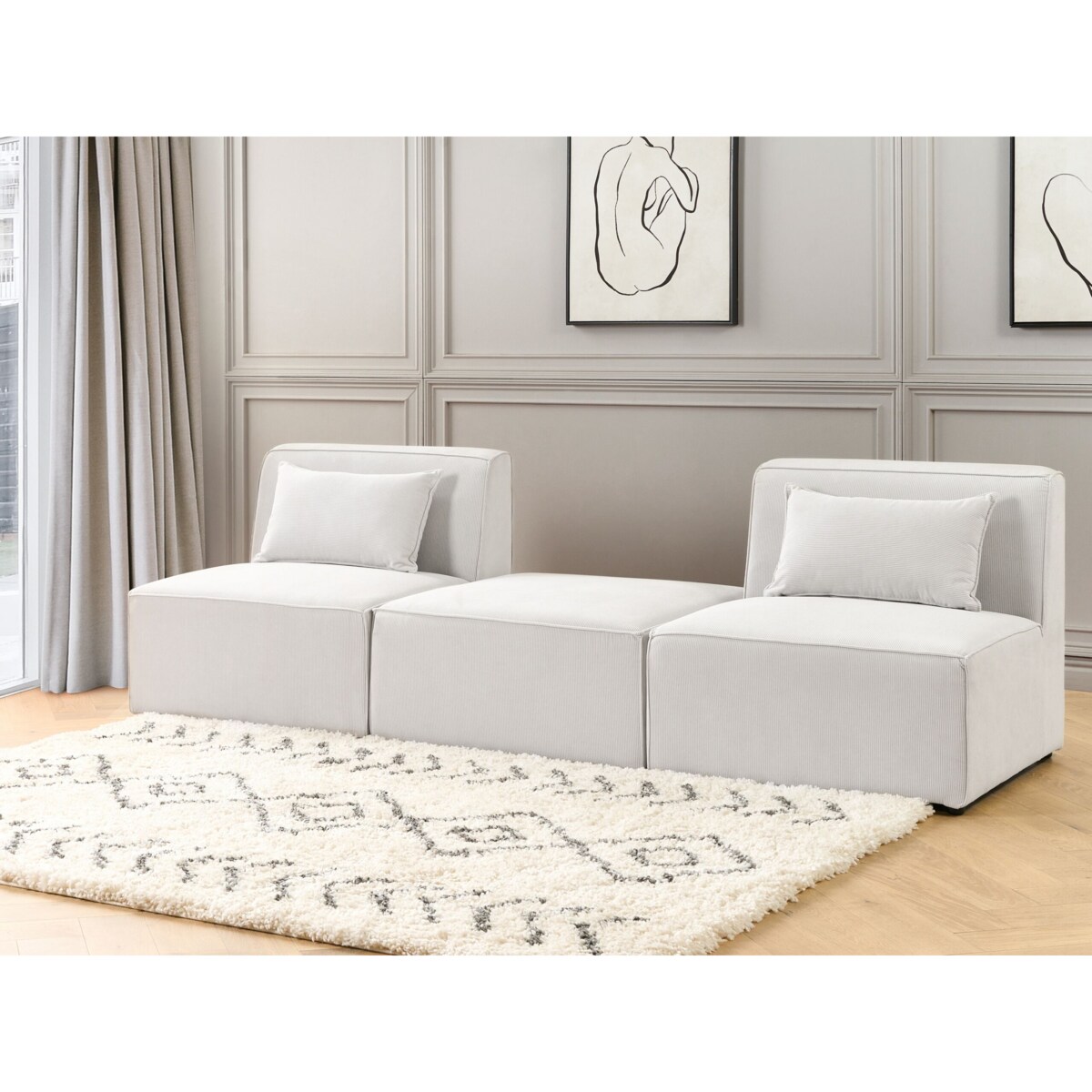 Otomana sztruksowa złamana biel LEMVIG