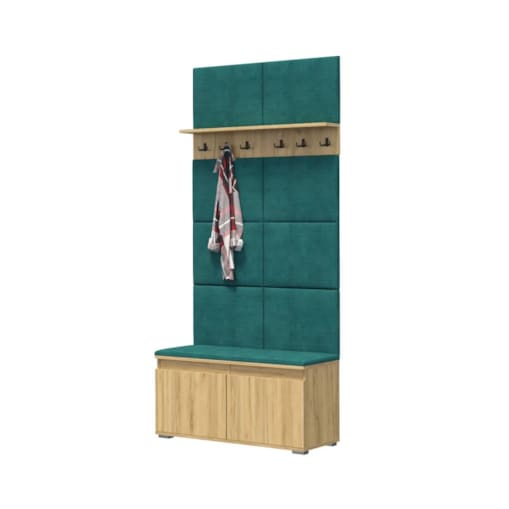 Szafka na buty z siedziskiem i wieszakiem SINGAPUR 100 dąb craft/zielony