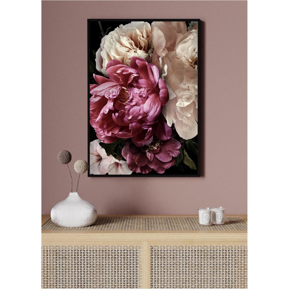 Poster Story, Plakat, Obraz - Rubinowa i Biała Piwonia No1, wymiary 21 x 30 cm
