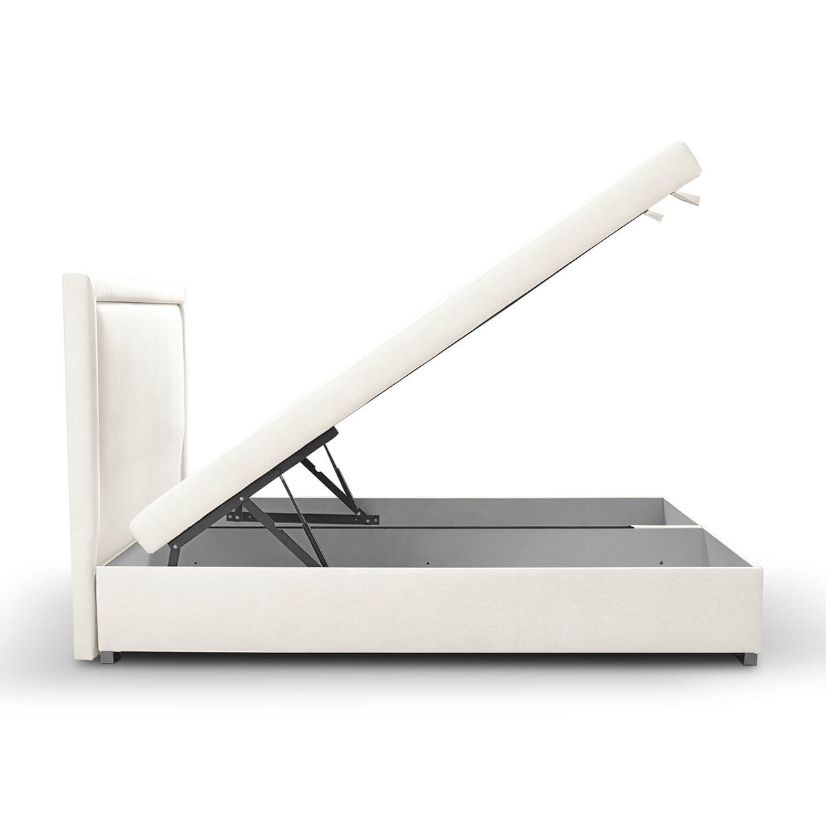 Łóżko tapicerowane SALMA 200x200 z pojemnikiem, Kremowy, tkanina Megan 351