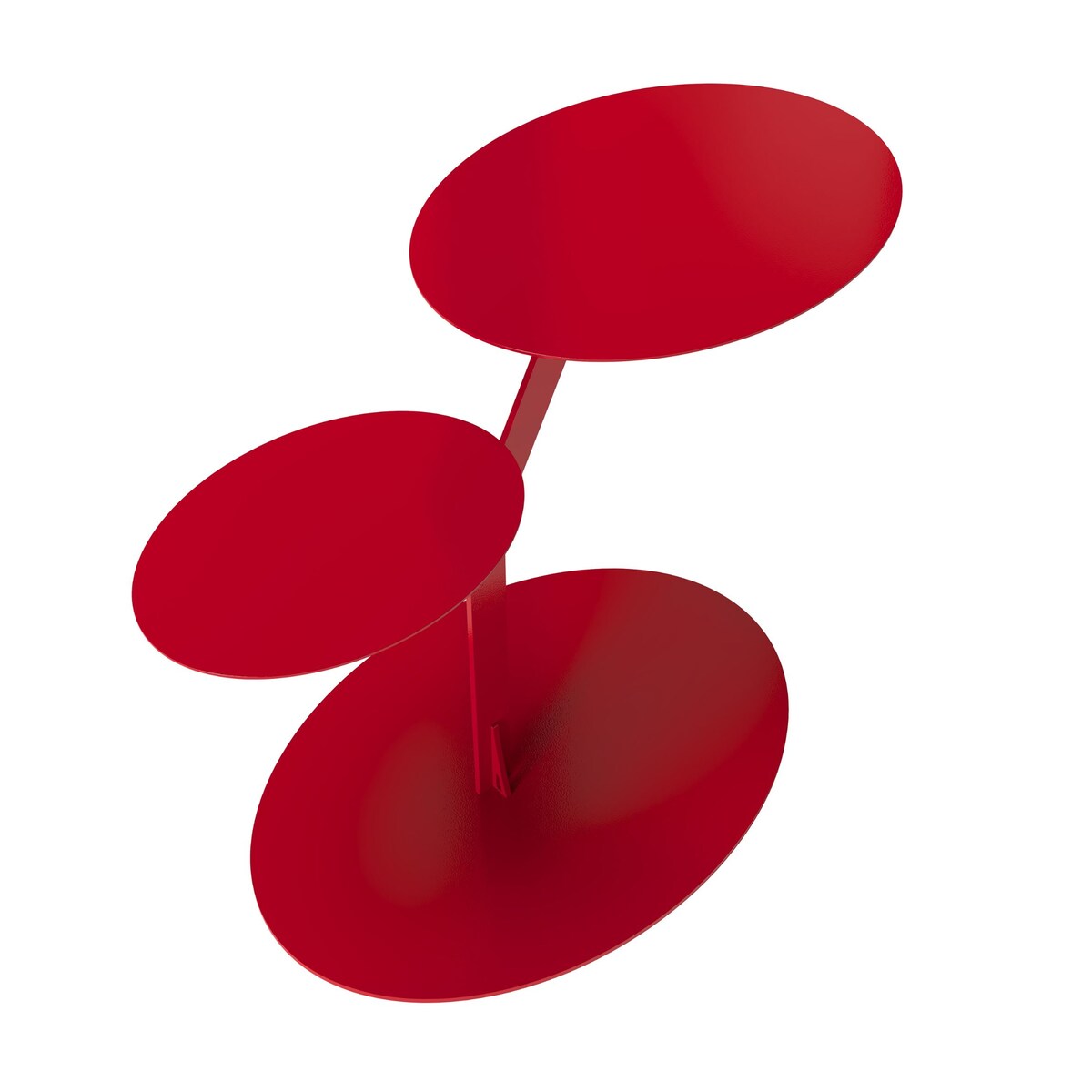 Stolik metalowy dwa blaty, kolor bordowy