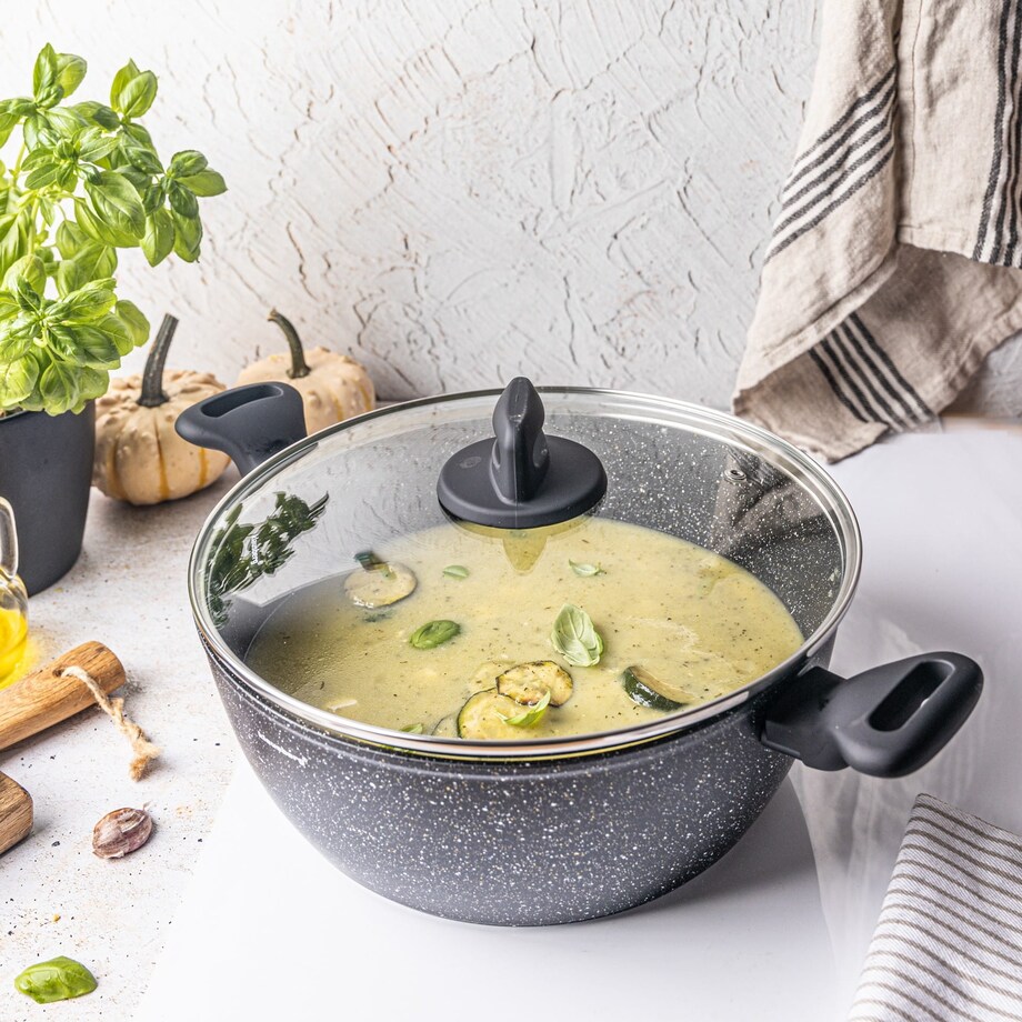 Garnek z powłoką marmurową czarny indukcja gaz 28cm 5.7L KLAUSBERG