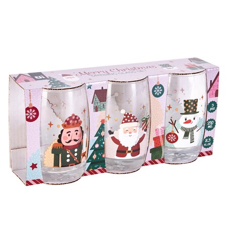 Zestaw Szklanek Świątecznych Szklanki Świąteczne Ozdobne Dekoracyjne 3 Szt