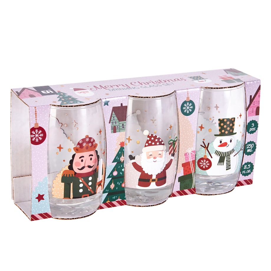 Zestaw Szklanek Świątecznych Szklanki Świąteczne Ozdobne Dekoracyjne 3 Szt